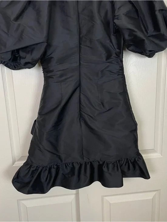 MISA Los Angeles Sybil Black Taffeta Mini Dress LBD Puff Sleeve NWT Sz S - Picture 7 of 10